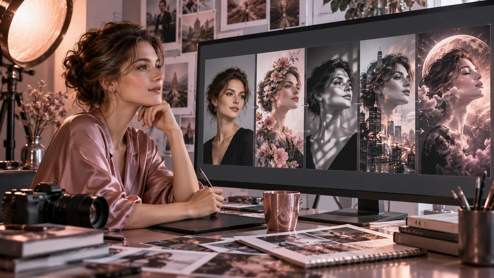 Иллюстрация к статье: Как сделать нейрофотосессию: исходные фотографии, промпты и оценка результата