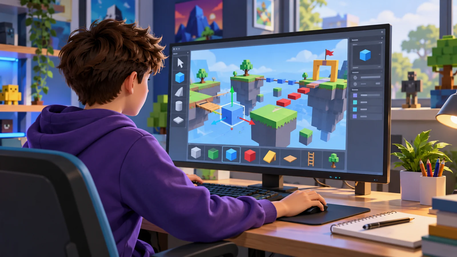 Иллюстрация к статье: Как начать создавать игры в Roblox Studio: инструменты и первый проект