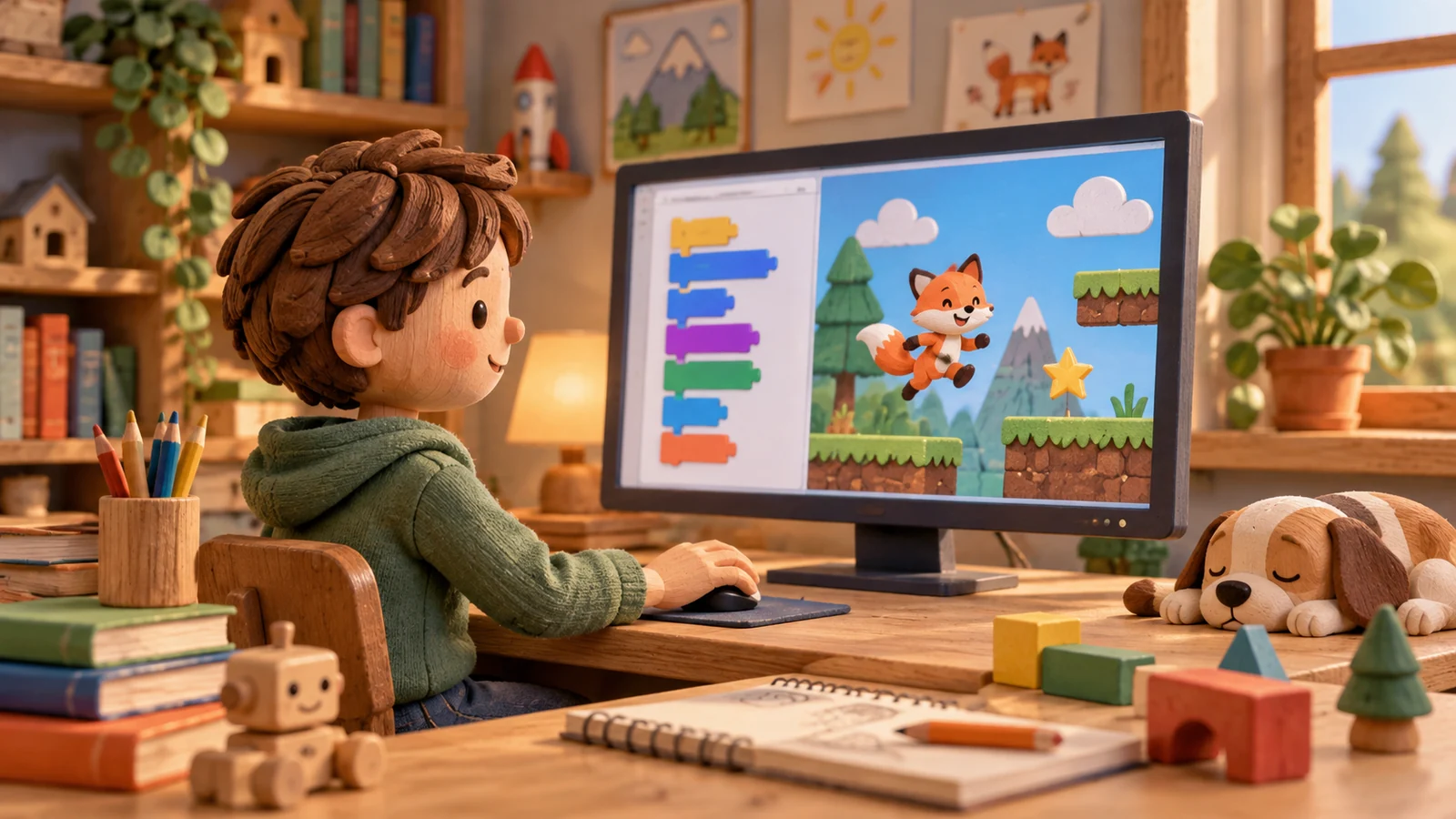 Иллюстрация к статье: Scratch для детей: как устроено визуальное программирование и первые игры