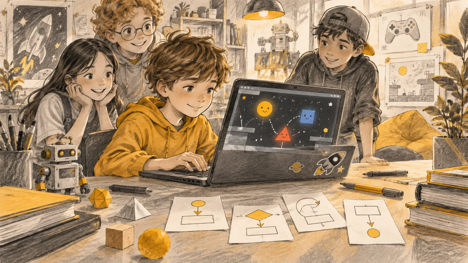 Иллюстрация к статье: JavaScript для детей и подростков: игры, первые сайты и с какого возраста начинать