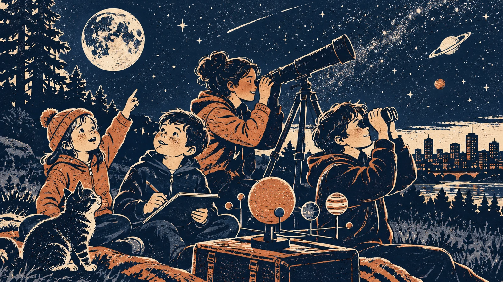Иллюстрация к статье: Астрономия для детей: как увлечь космосом дошкольника и школьника и какой курс выбрать