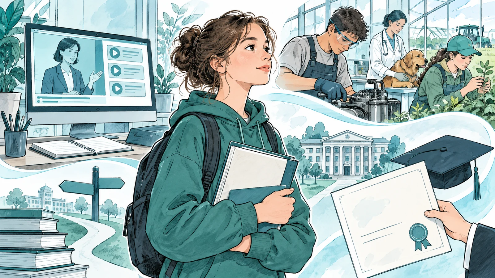 Иллюстрация к статье: Онлайн-колледж: как получить диплом СПО дистанционно после 9 или 11 класса и что проверить