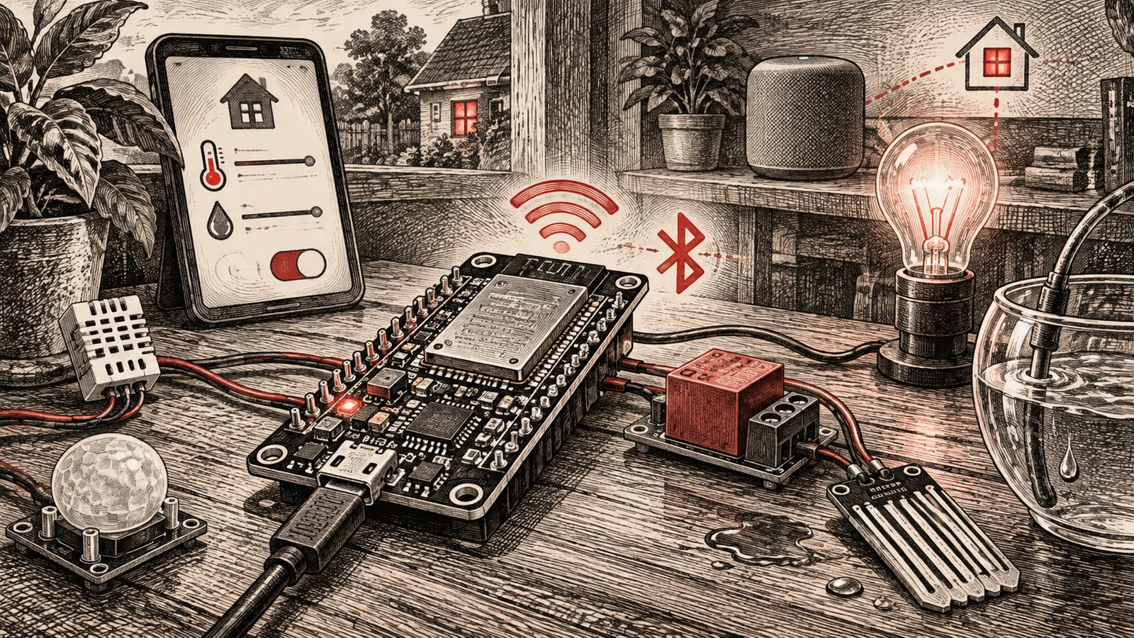 Иллюстрация к статье: ESP32 для самоделок и умного дома: Wi‑Fi и Bluetooth в одной плате, прошивка и первые проекты