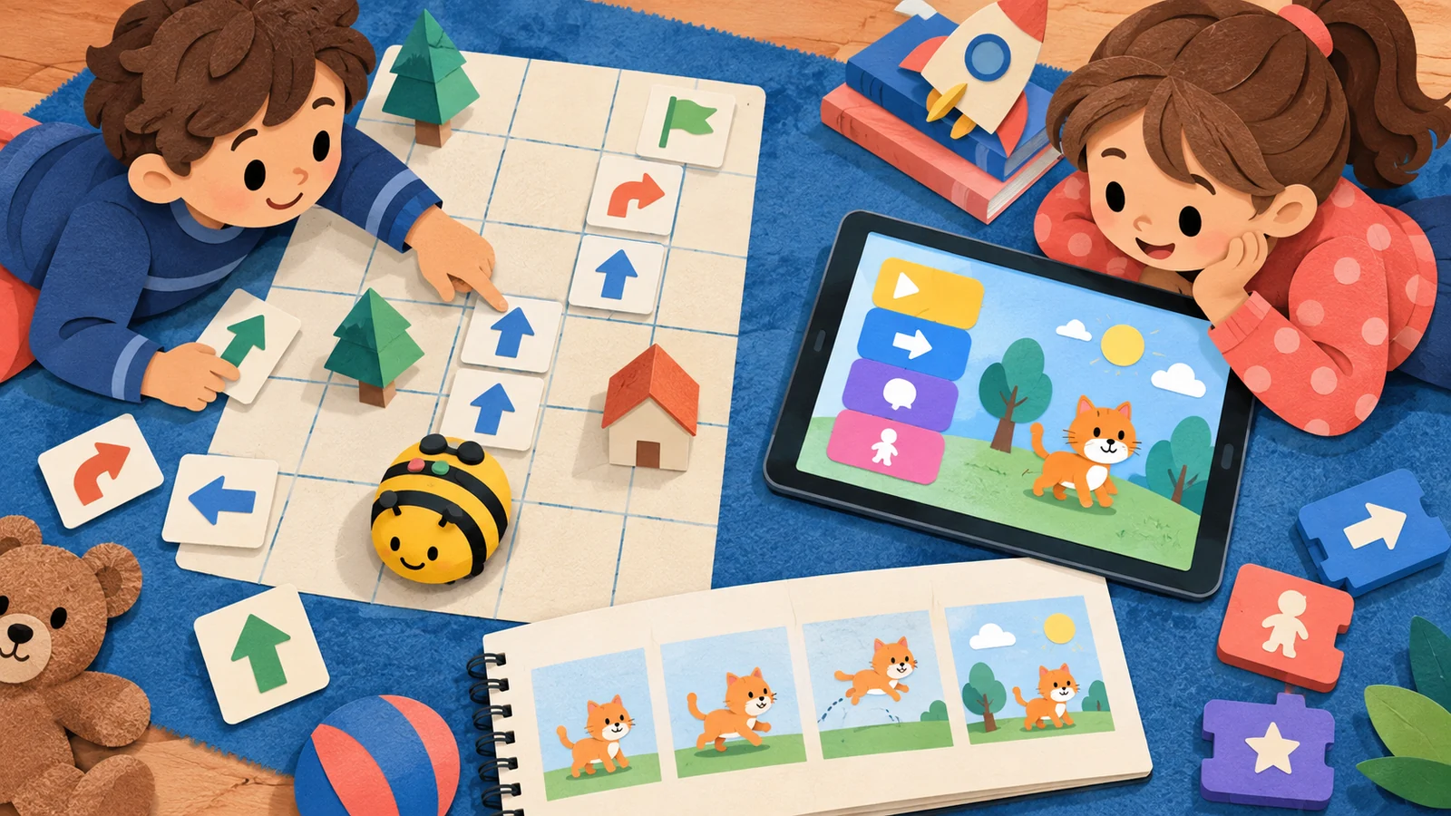 Иллюстрация к статье: Программирование для дошкольника 5–7 лет: Tynker, блоки без чтения, первые мультики и игры — с чего начать