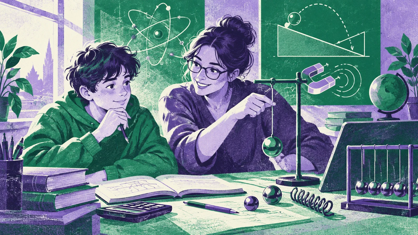 Иллюстрация к статье: Репетитор по физике для 7–11 класса: когда нужен, первое занятие-диагностика и как проверить прогресс