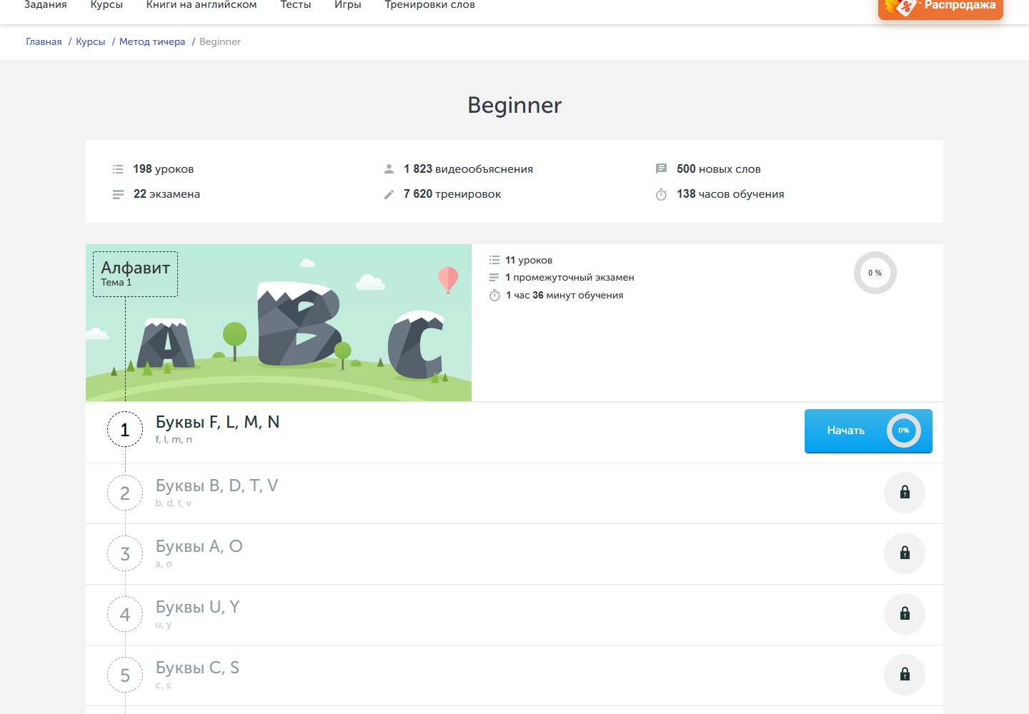 Программа Beginner в Методе Тичера Puzzle English