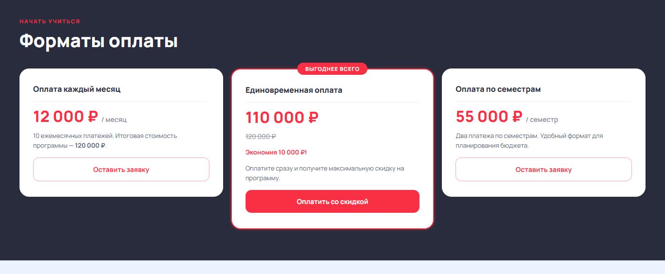Три способа оплаты программы МИП