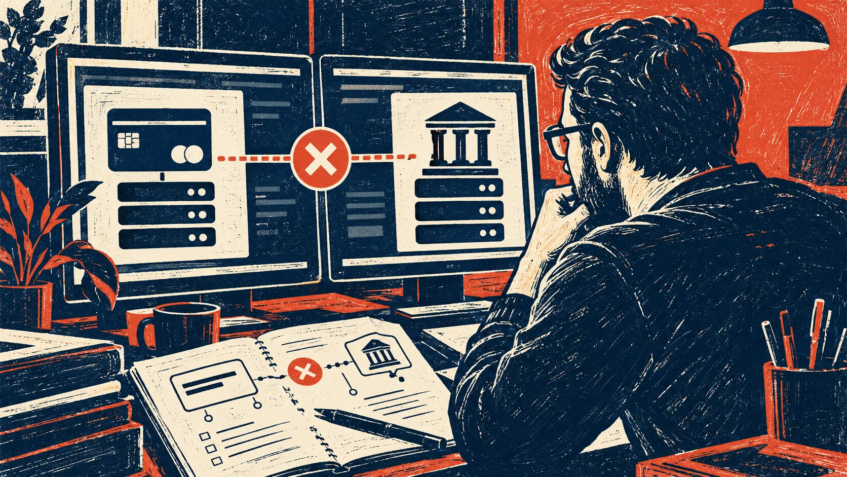 Тестировщик исследует сбой интеграционной проверки учебного платёжного сервиса