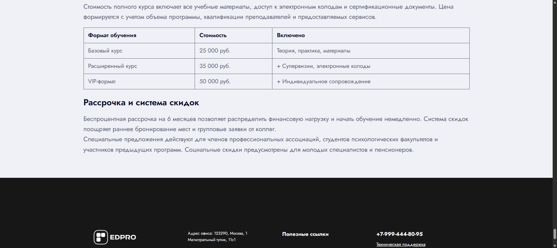 Подтверждение условия: EDPRO